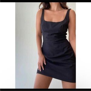 WILFRED black satin bodycon mini dress